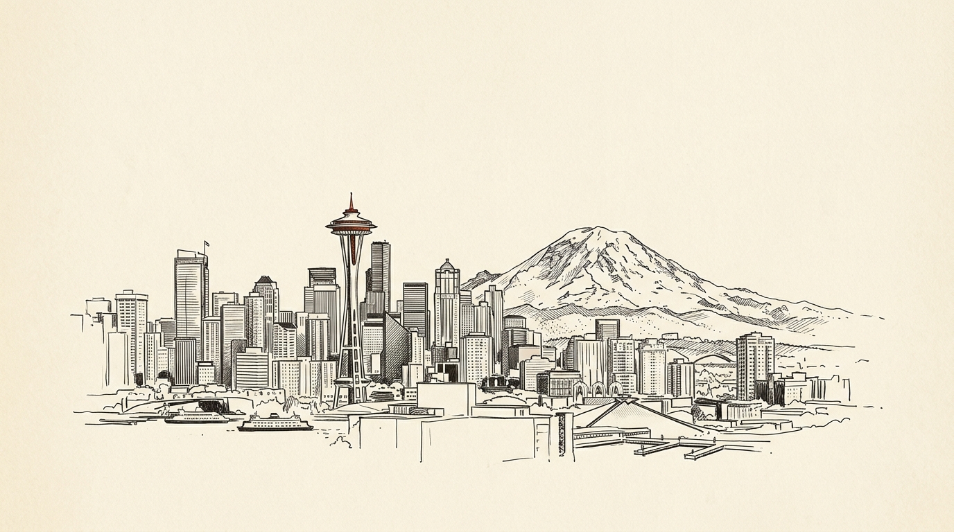 Illustration of the Seattle skyline and Space Needle
