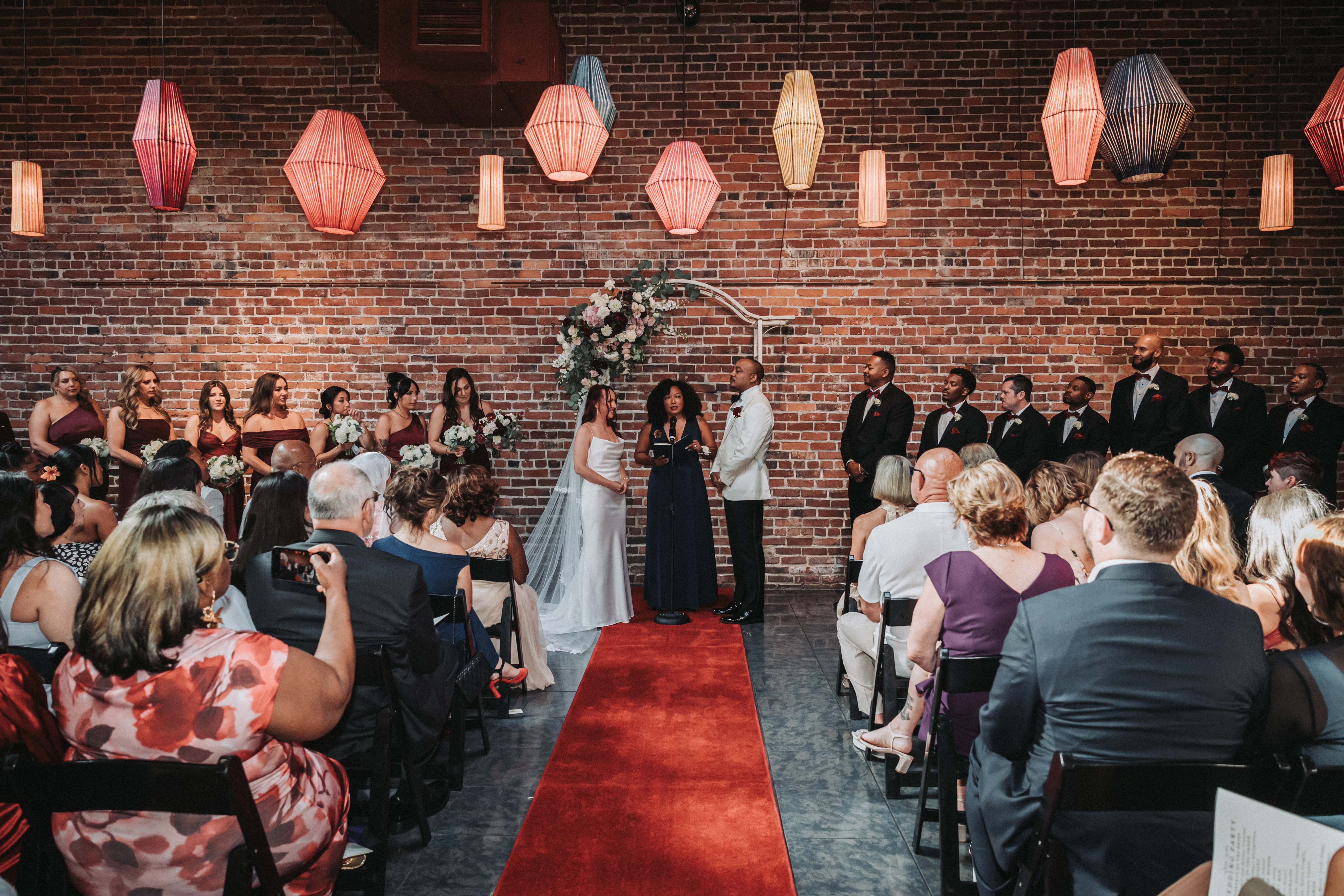 Wedding party walking the aisle