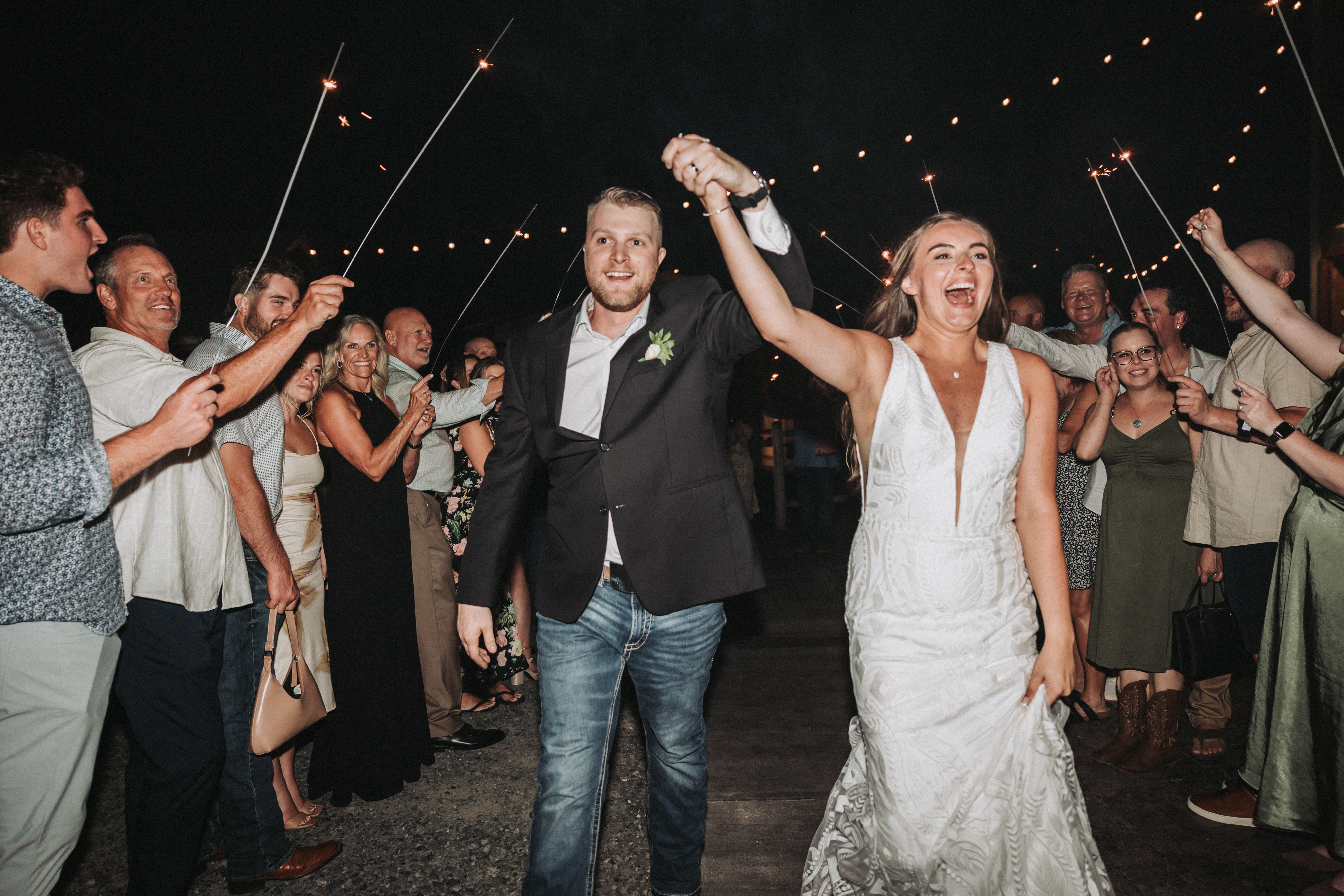 Wedding party toast outdoors