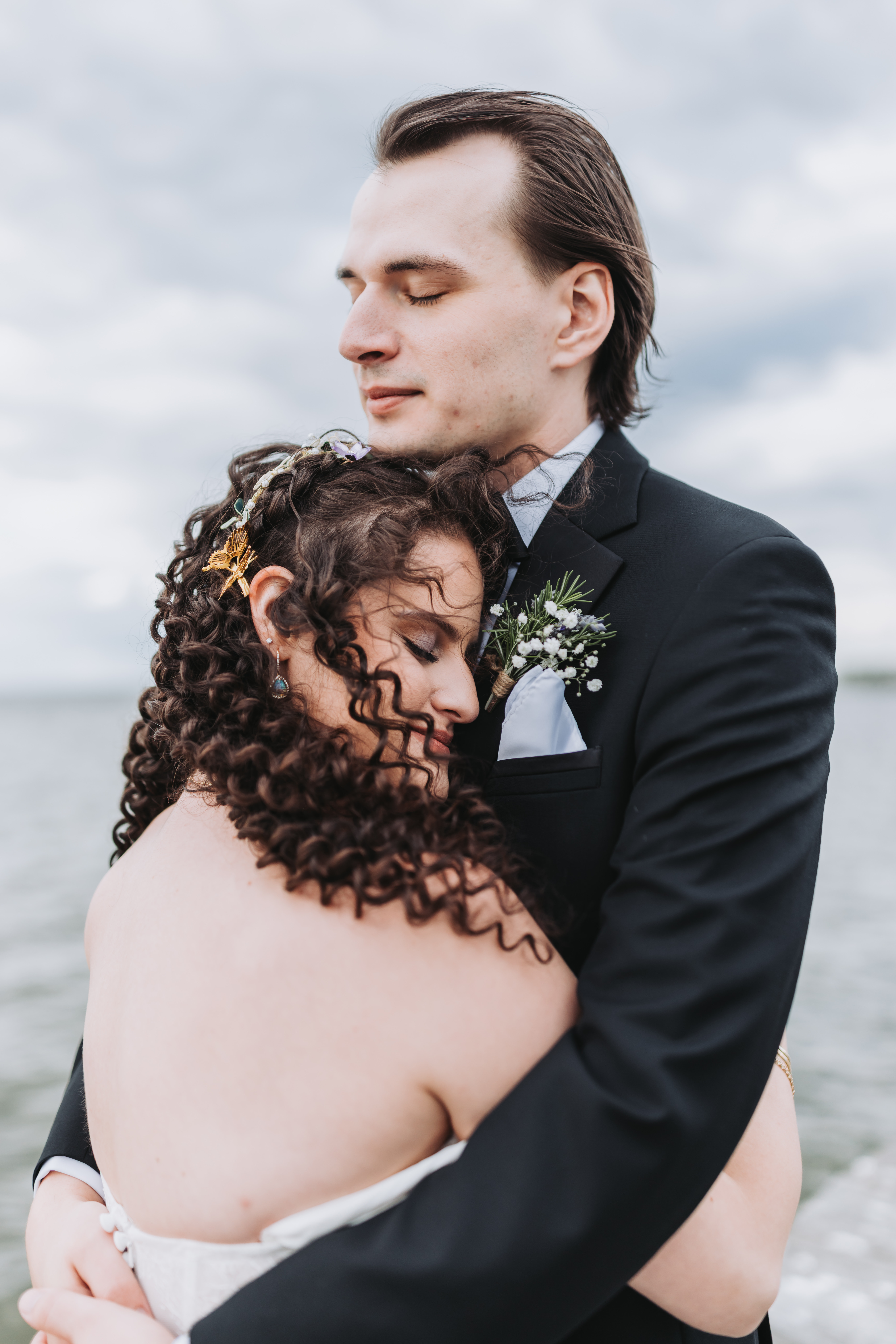 Groom in profile at golden hour