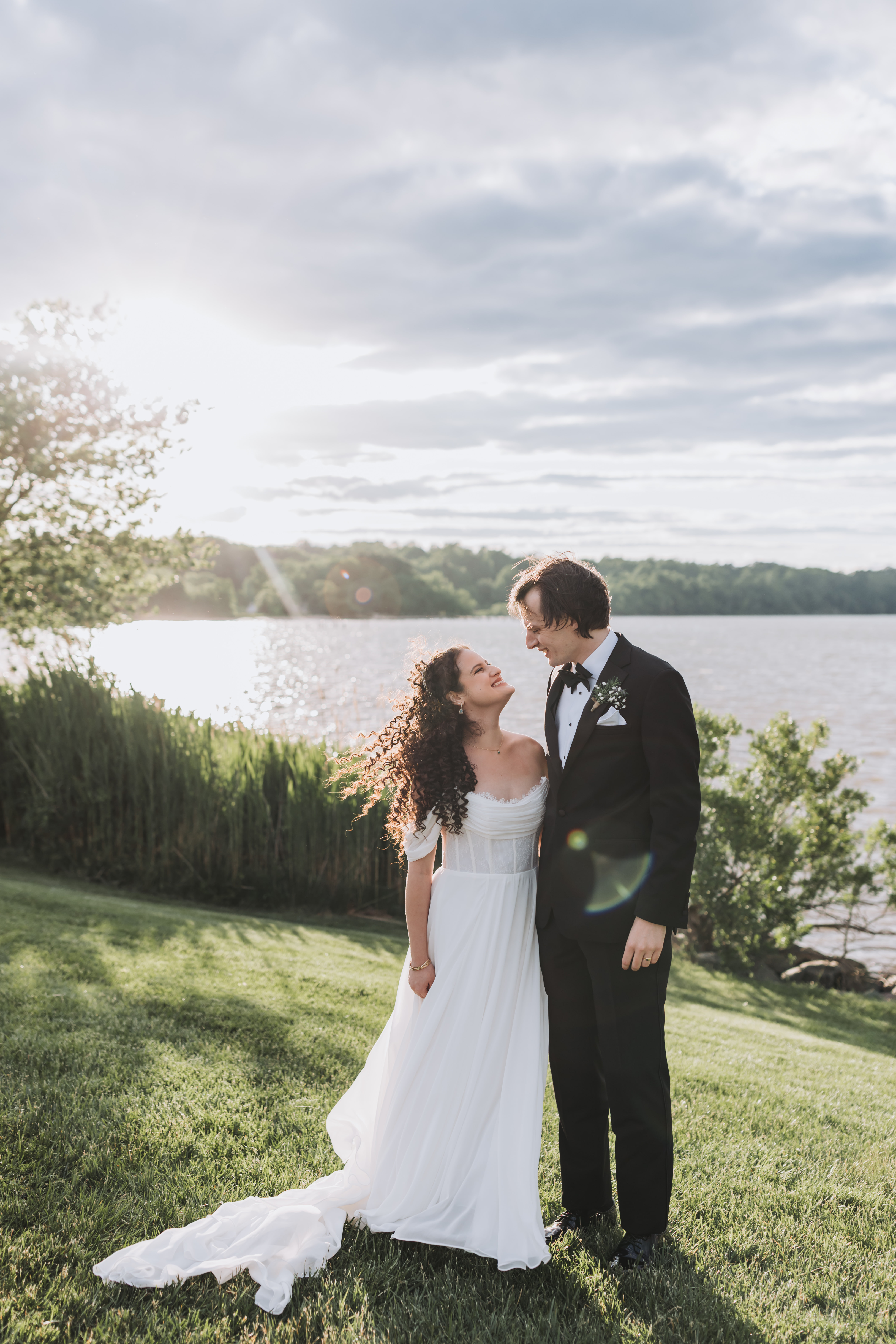 Bride's portrait under lace veil