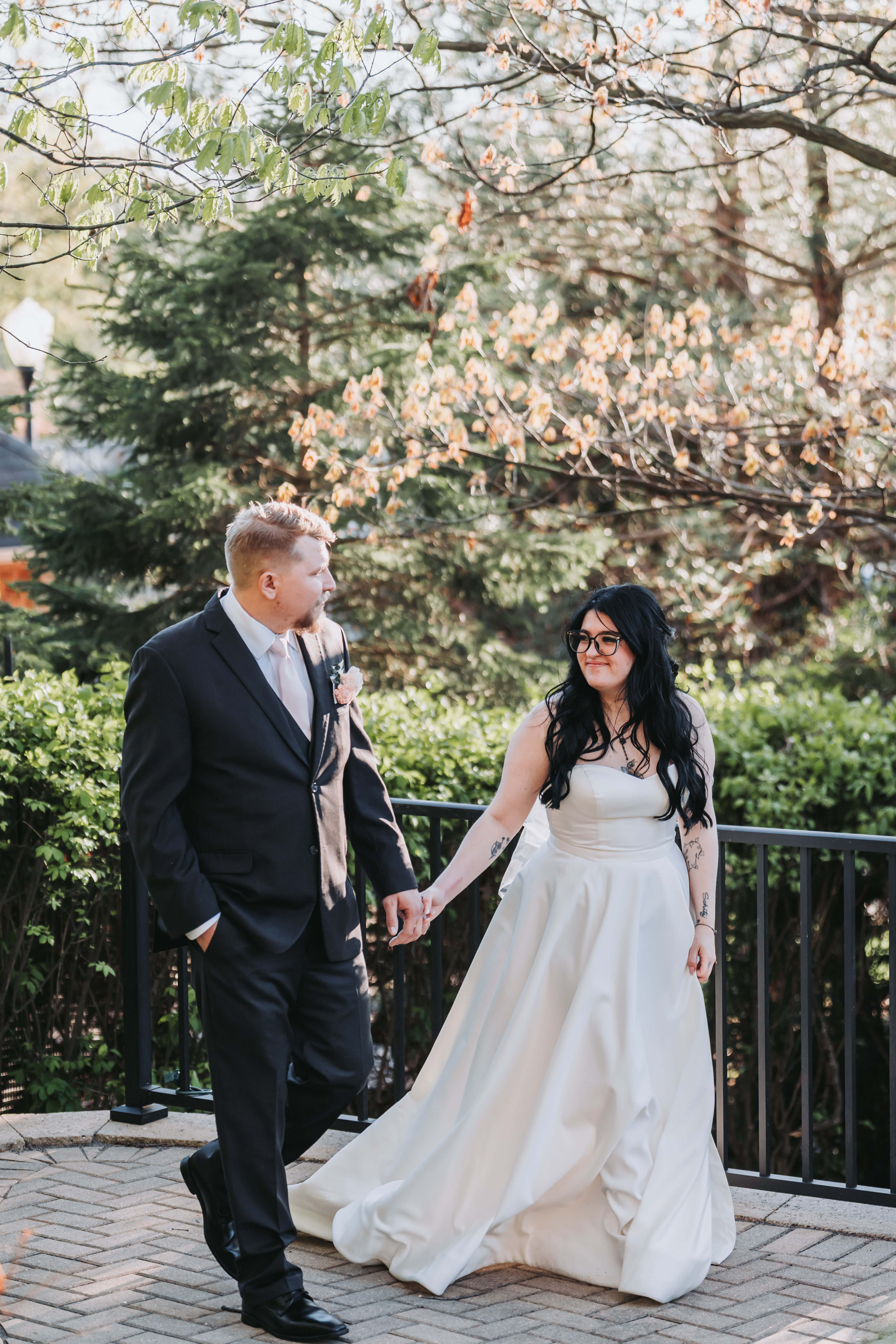 Couple beneath an archway