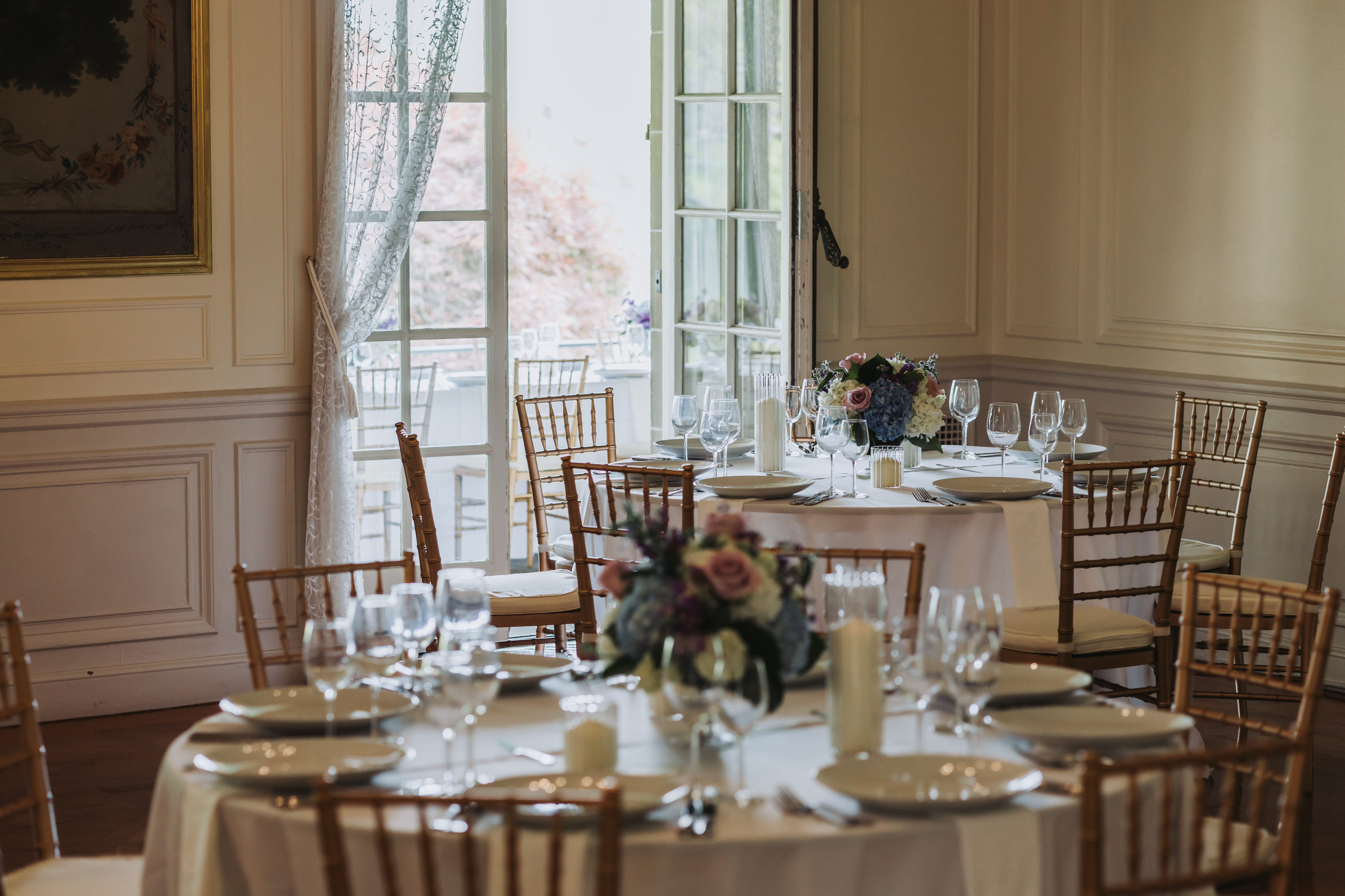 Reception toast with laughter