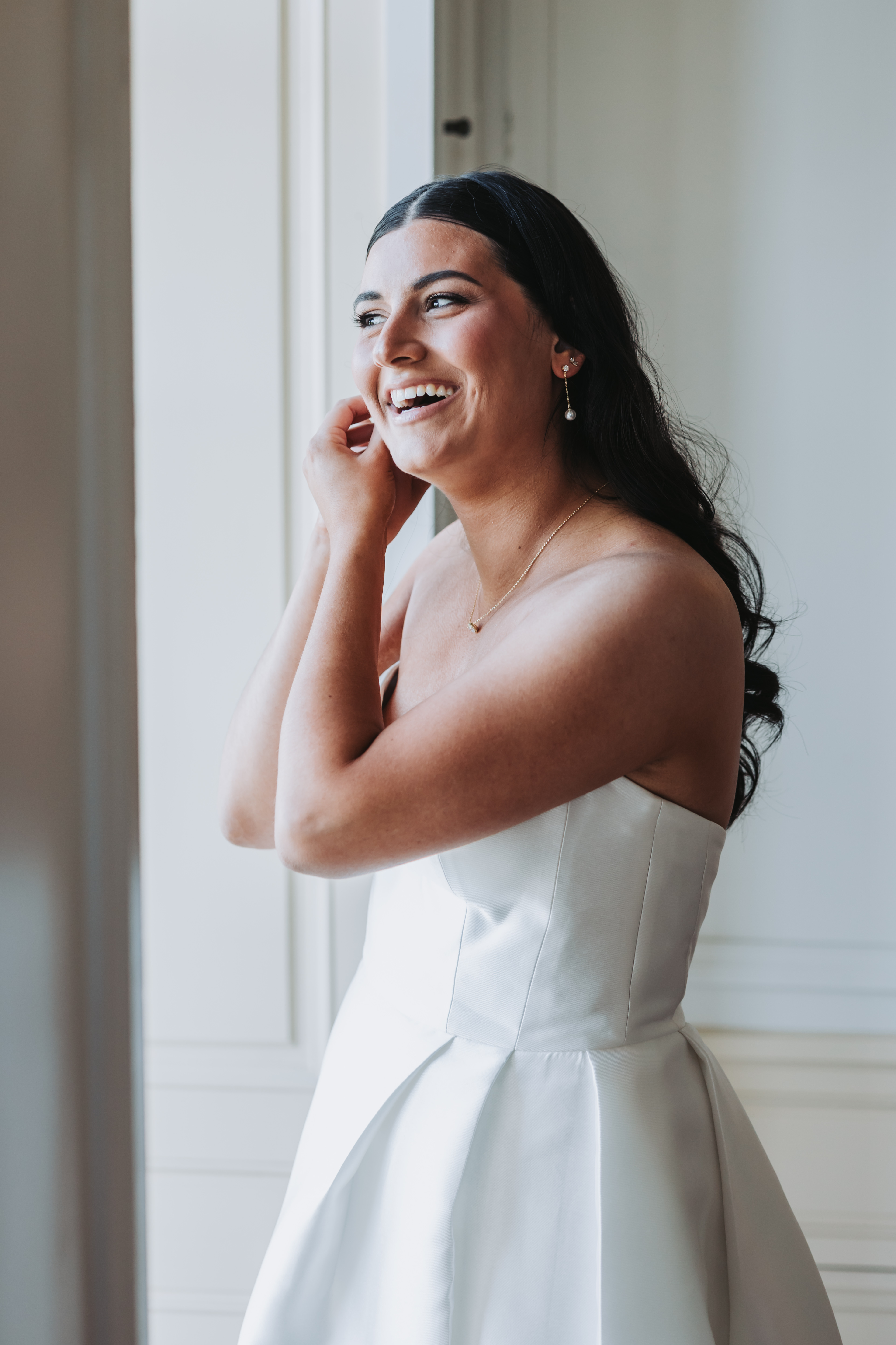 Bridesmaids in matching gowns