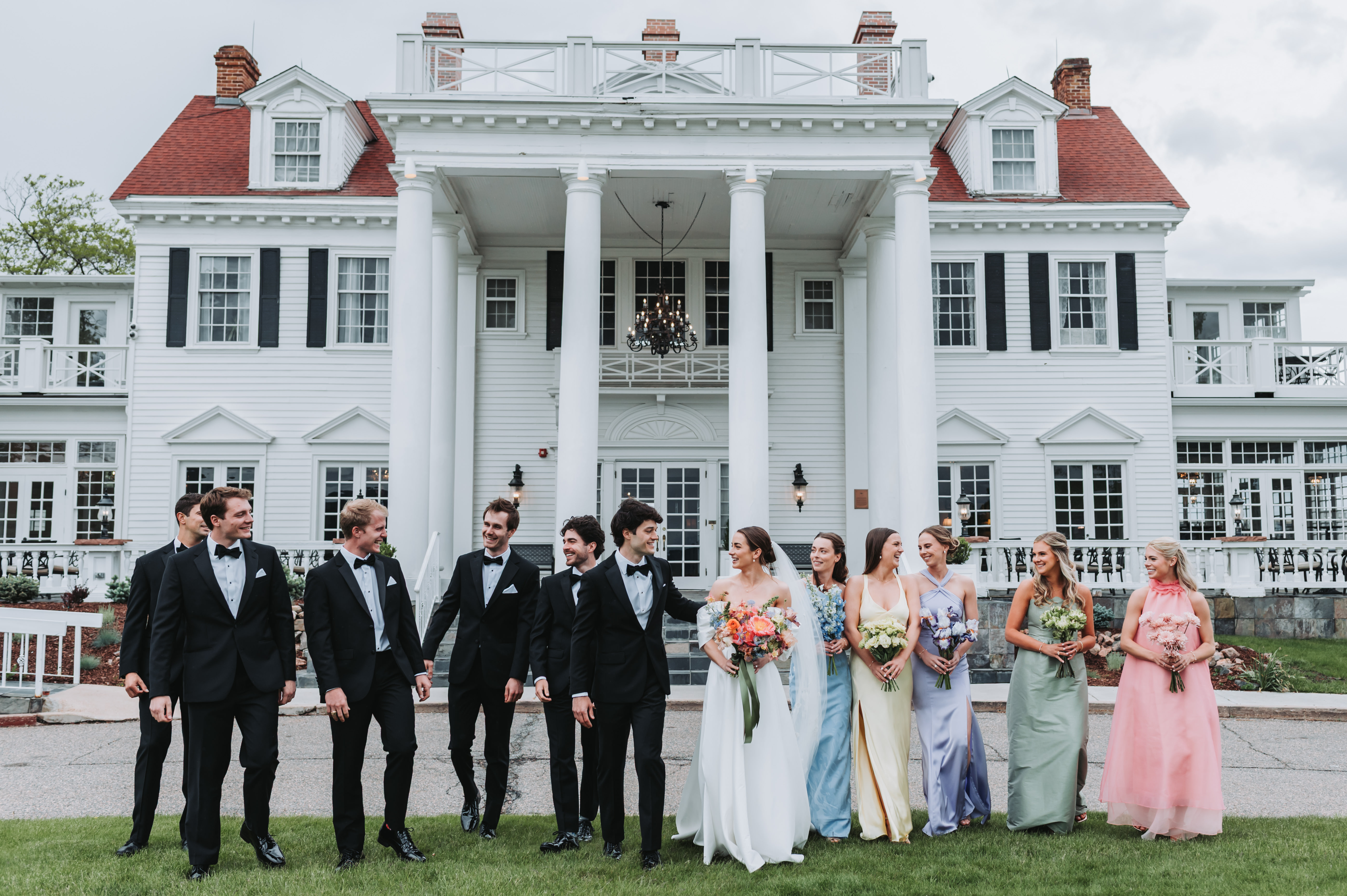 Outdoor ceremony under draped fabric